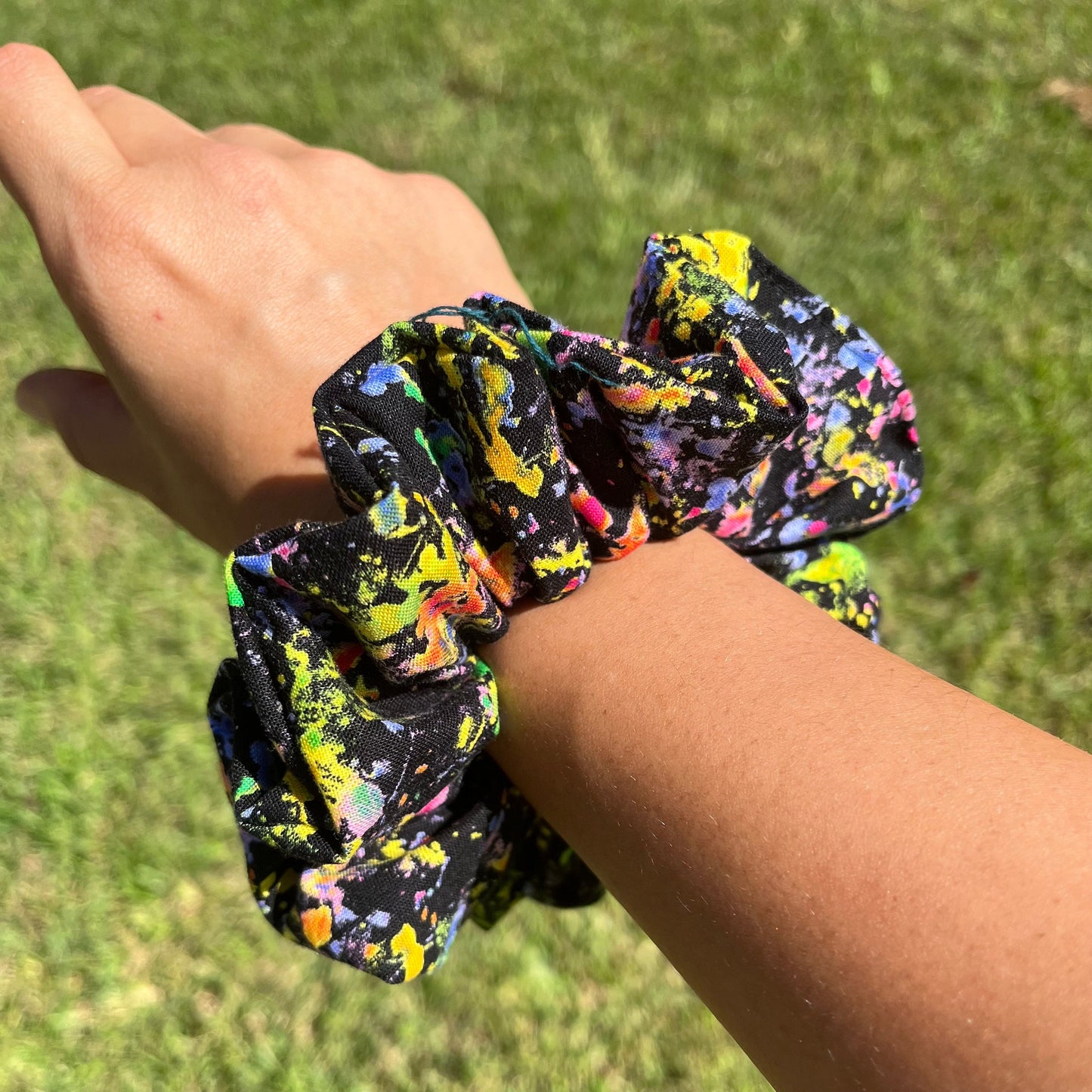 Art Splatter Scrunchie: Handmade Cotton Hair Tie
