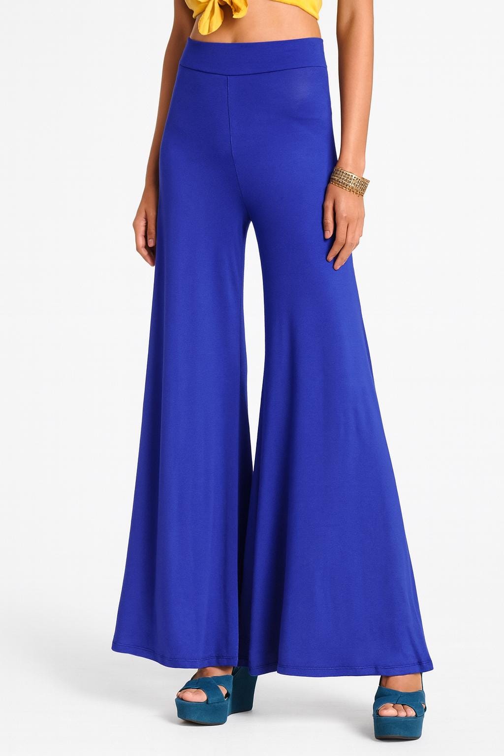 Margo Wide Leg Palazzo Pants: Stretch Jersey Knit