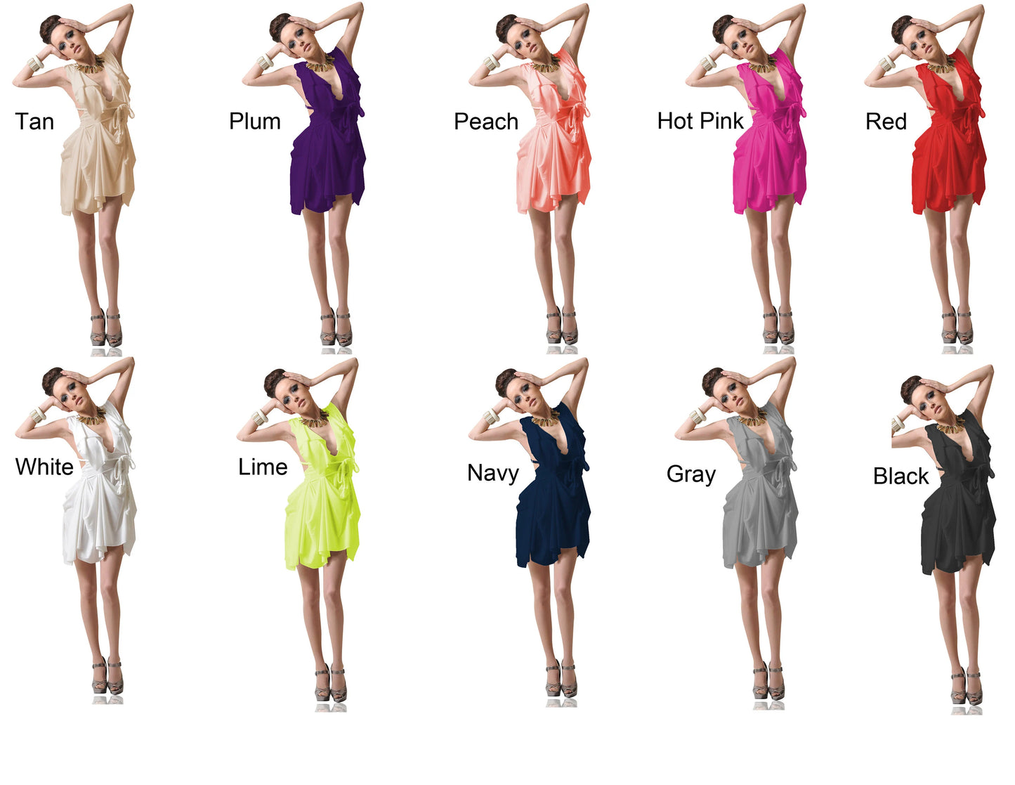 Convertible Braided Strap Draped Mini Dress
