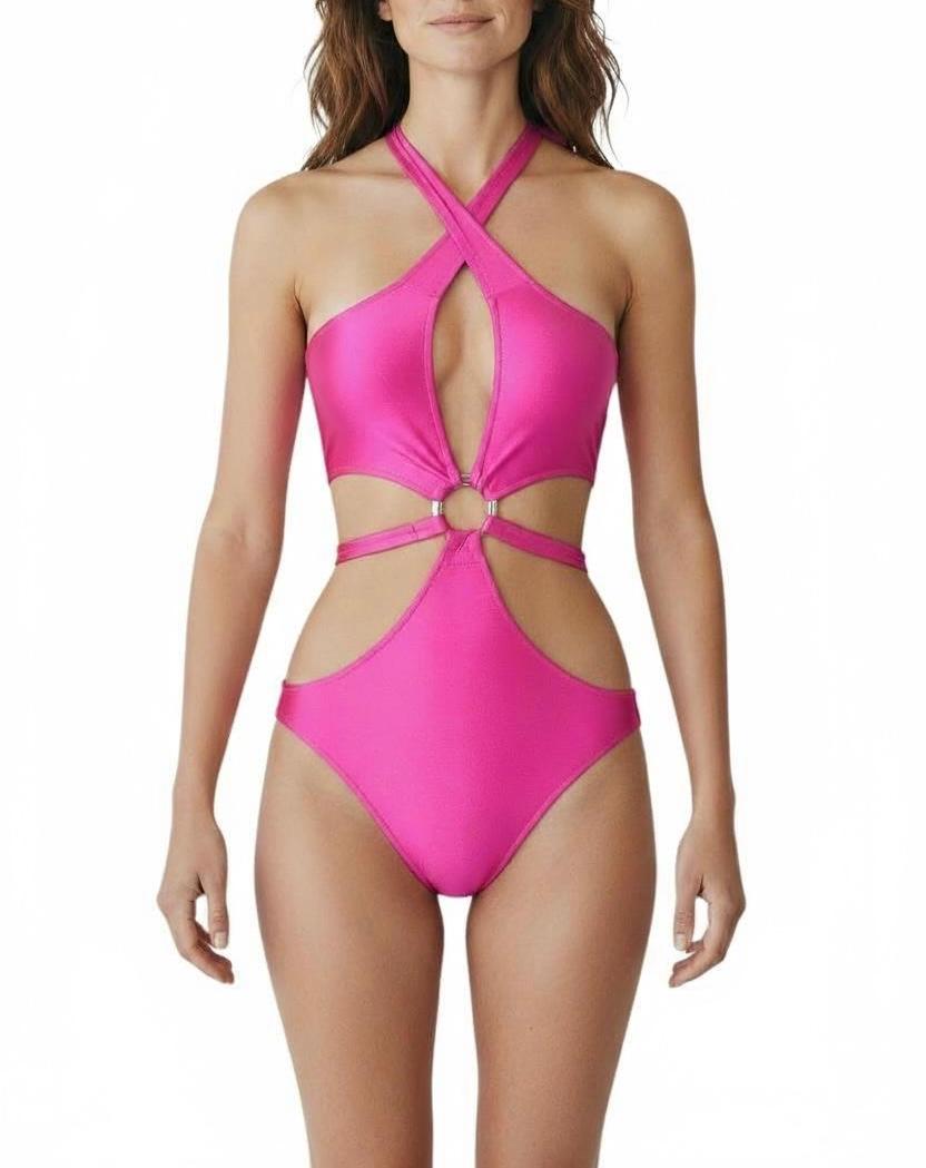 Glamour Center Ring Halter Monokini Swimsuit
