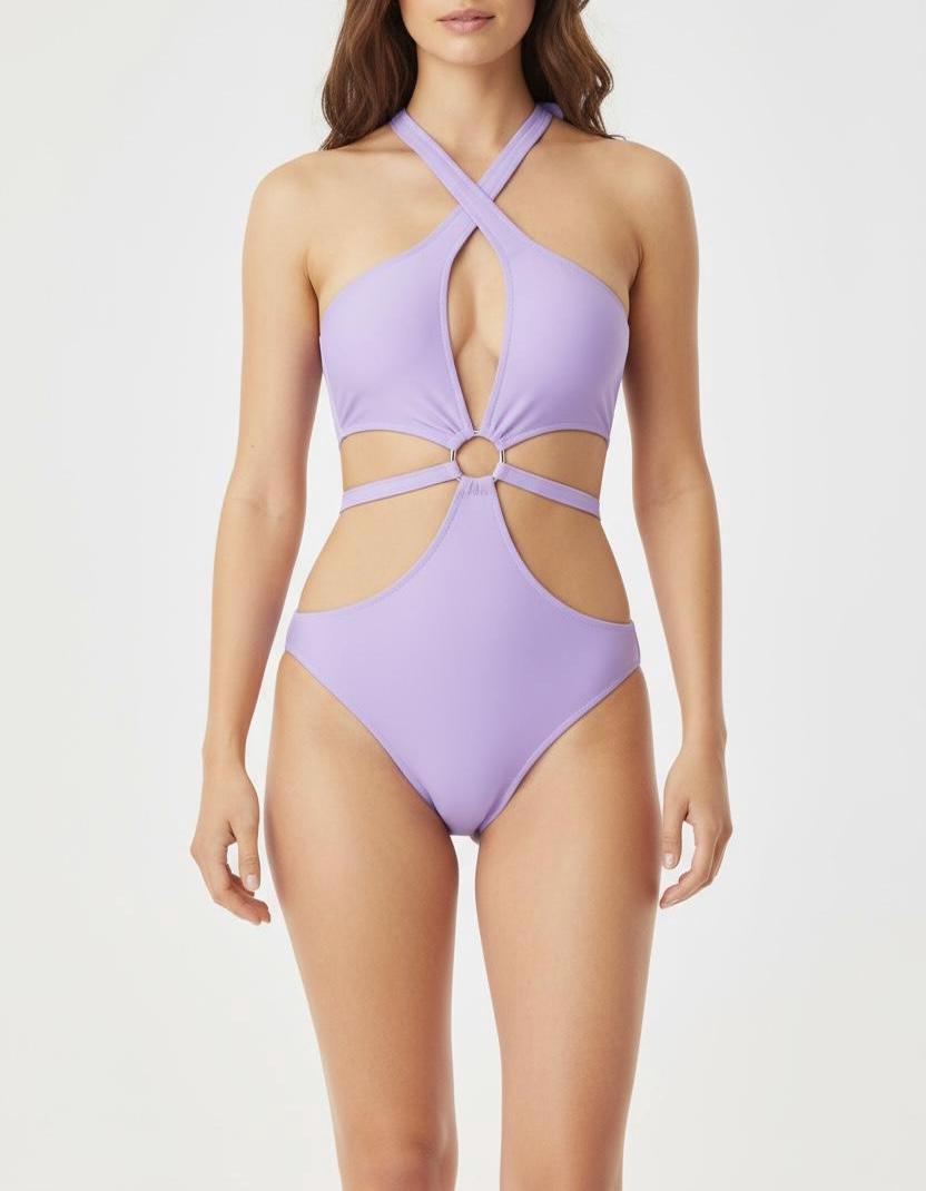 Glamour Center Ring Halter Monokini Swimsuit