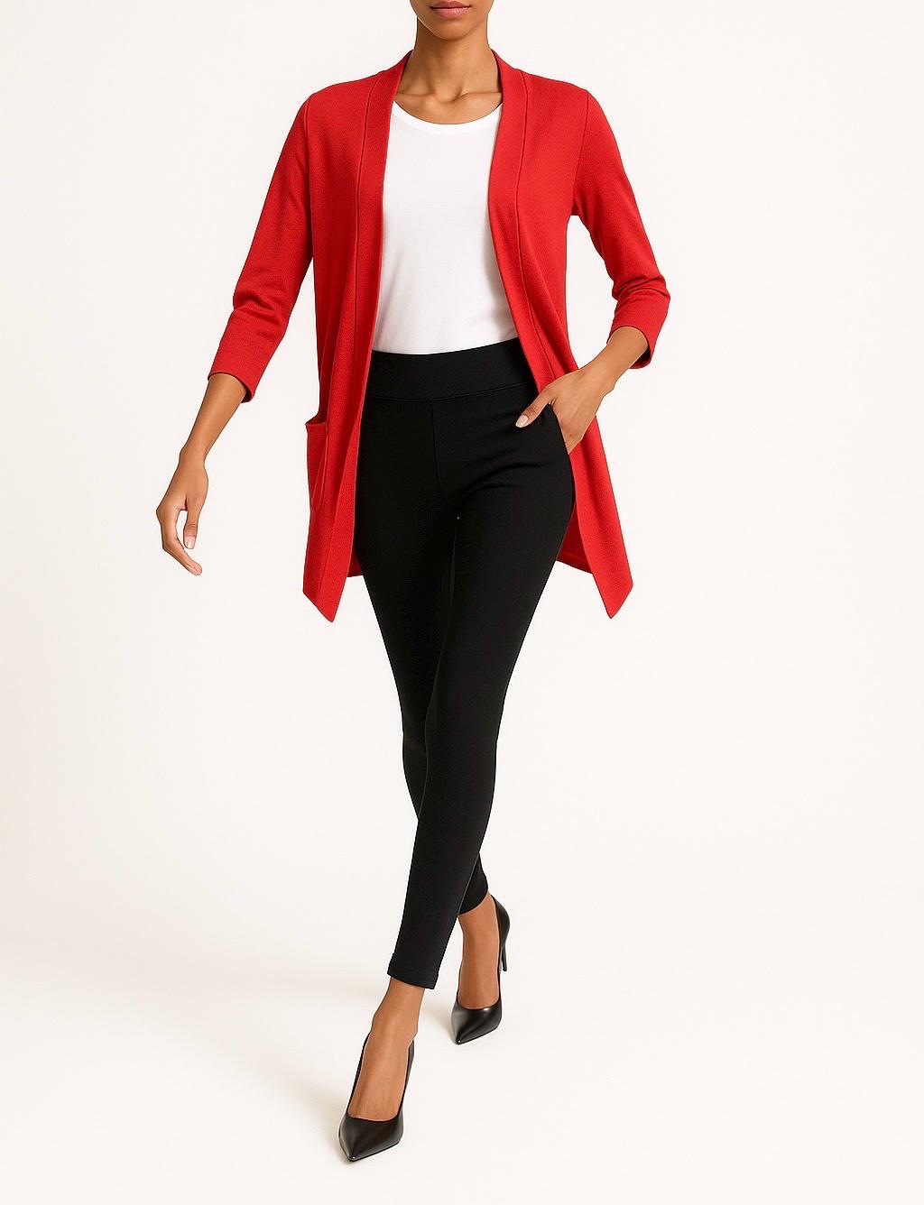 Open Front Cardigan: Handmade Rayon Blend Jacket with Pockets