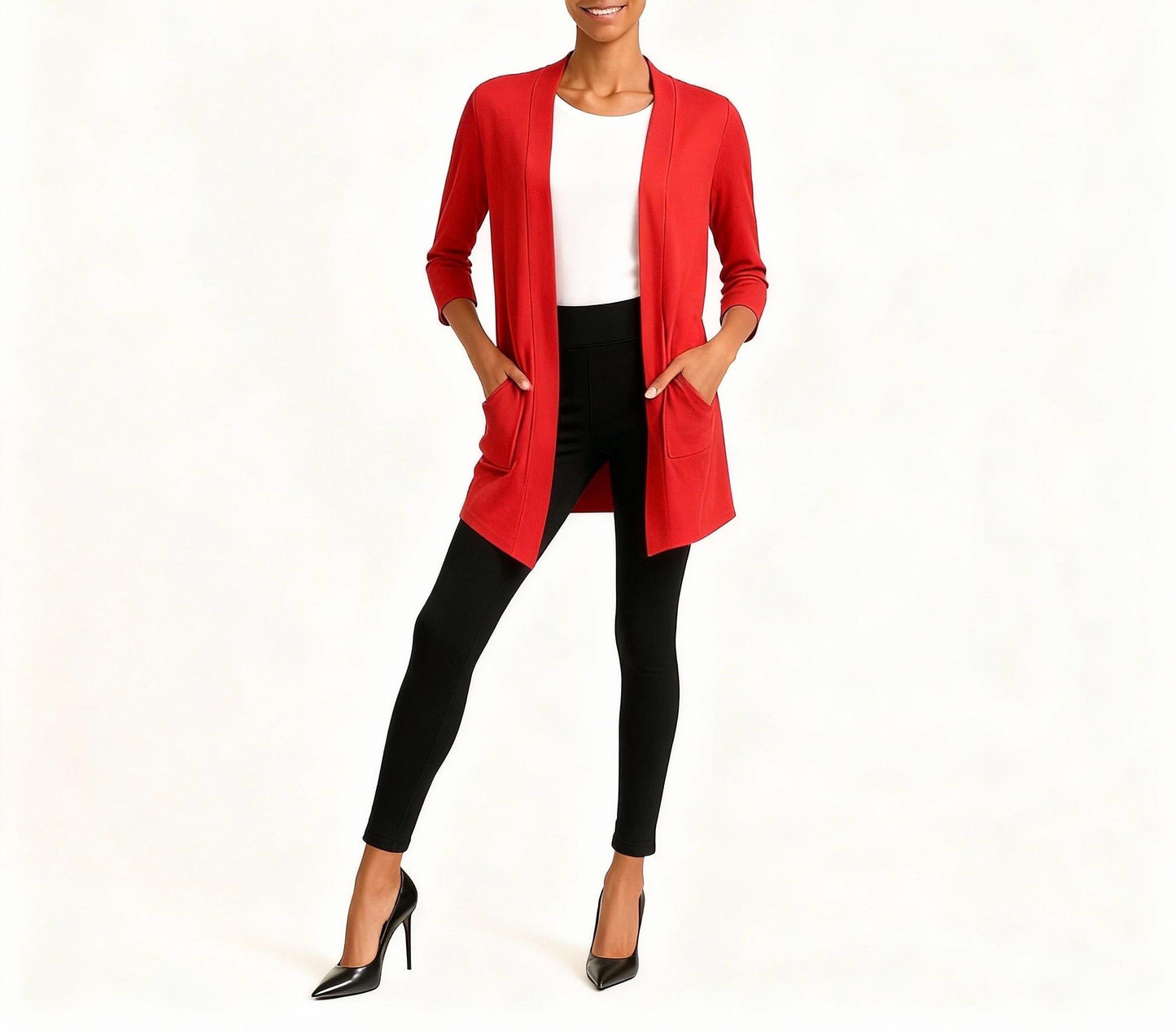 Open Front Cardigan: Handmade Rayon Blend Jacket with Pockets