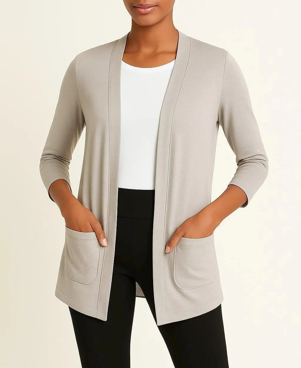 Open Front Cardigan: Handmade Rayon Blend Jacket with Pockets