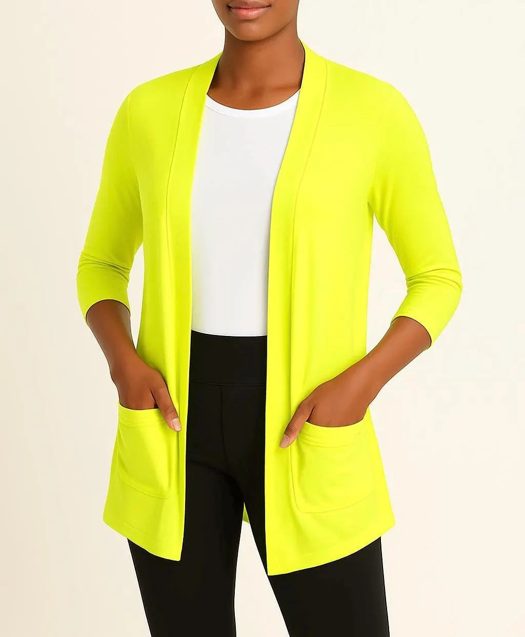 Open Front Cardigan: Handmade Rayon Blend Jacket with Pockets