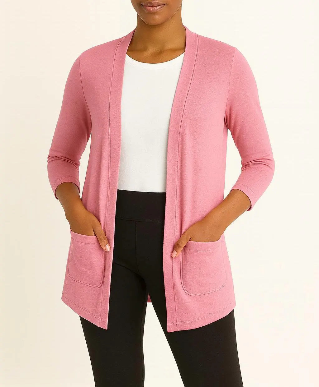 Open Front Cardigan: Handmade Rayon Blend Jacket with Pockets