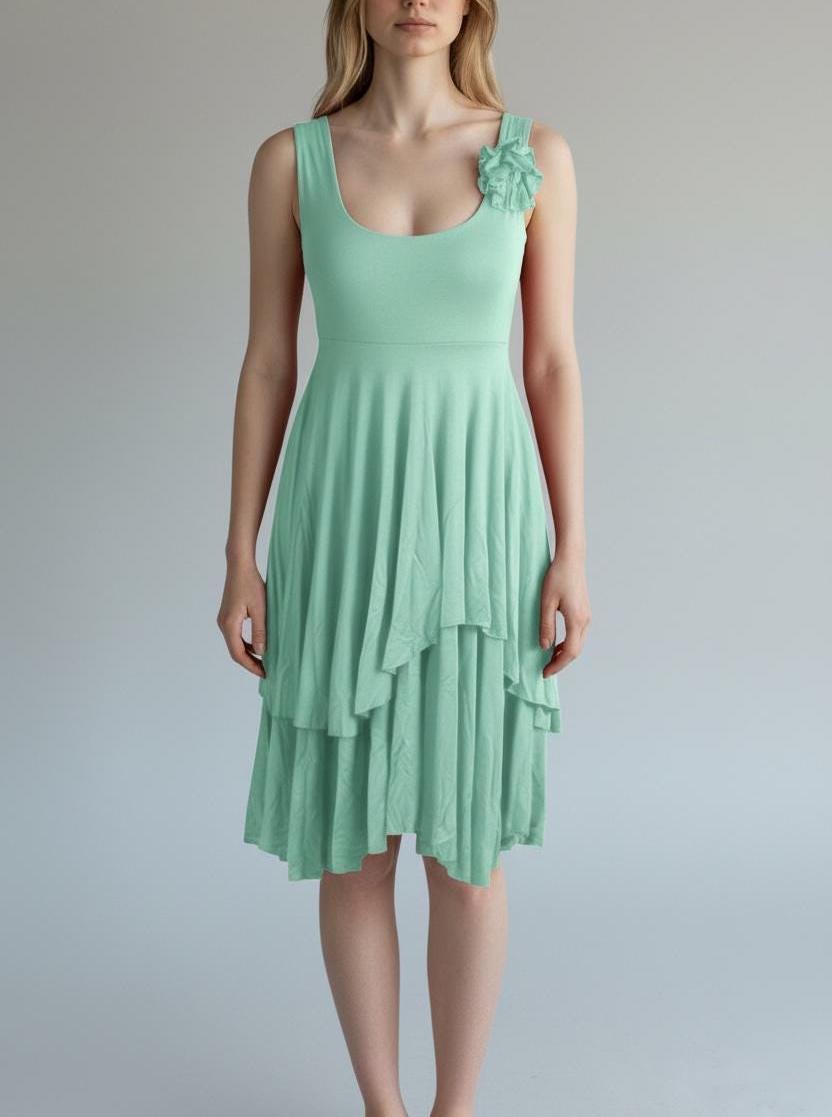 Red Fit and Flare Dress: Handmade Rayon Empire Waist Tango Dress