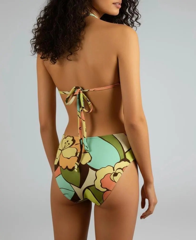 Floral Cut-Out One-Piece Swimsuit – Twist Front Halter, Monokini, Print Swimwear