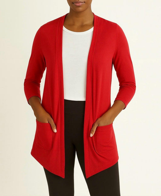 Open Front Cardigan: Handmade Rayon Blend Jacket with Pockets