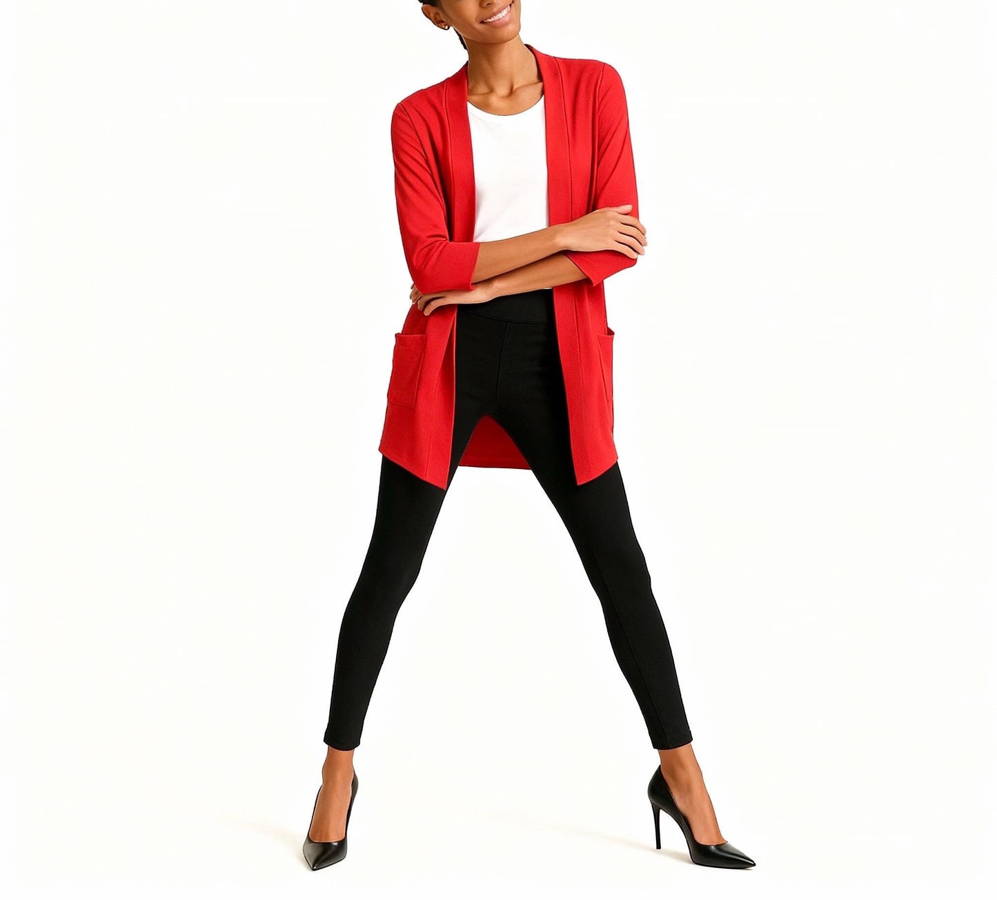 Open Front Cardigan: Handmade Rayon Blend Jacket with Pockets