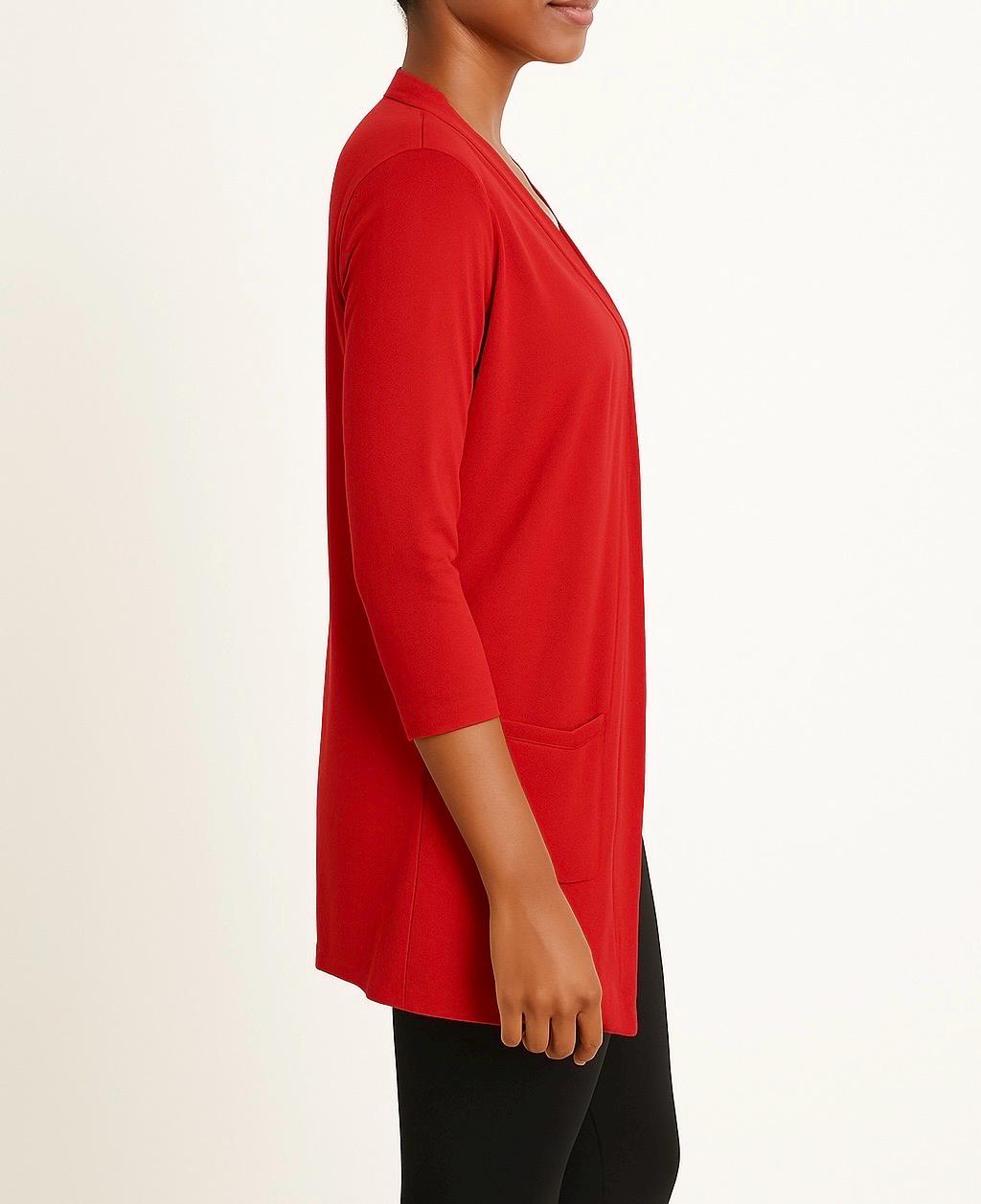 Open Front Cardigan: Handmade Rayon Blend Jacket with Pockets