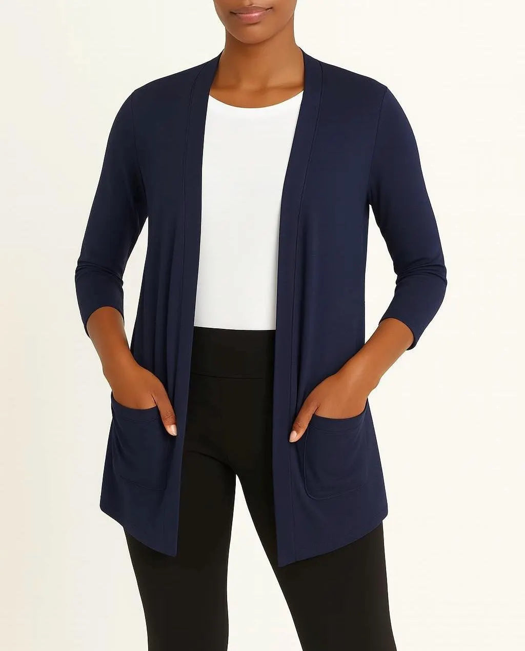 Open Front Cardigan: Handmade Rayon Blend Jacket with Pockets