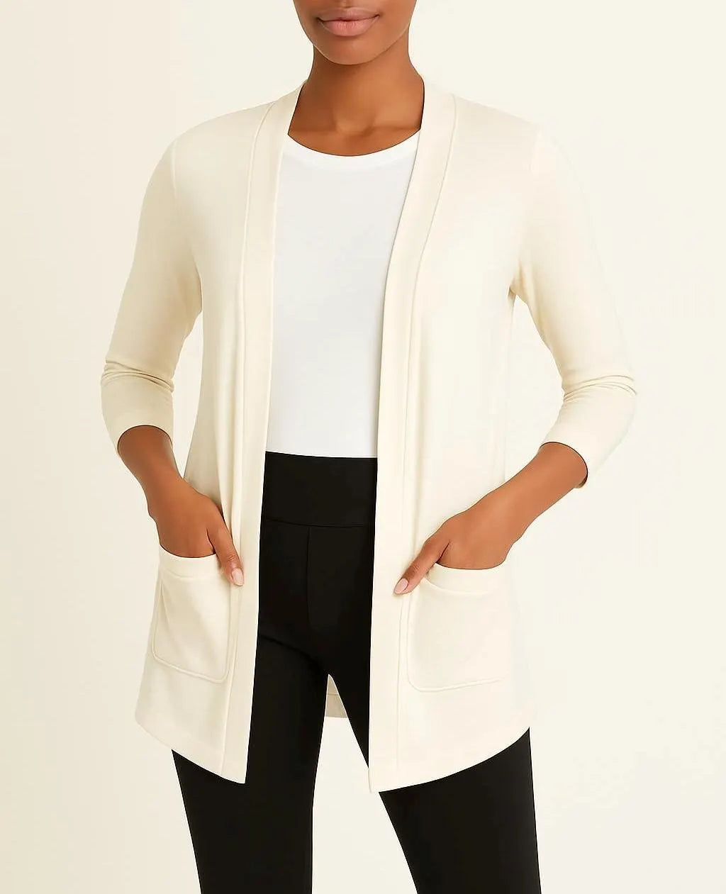 Open Front Cardigan: Handmade Rayon Blend Jacket with Pockets