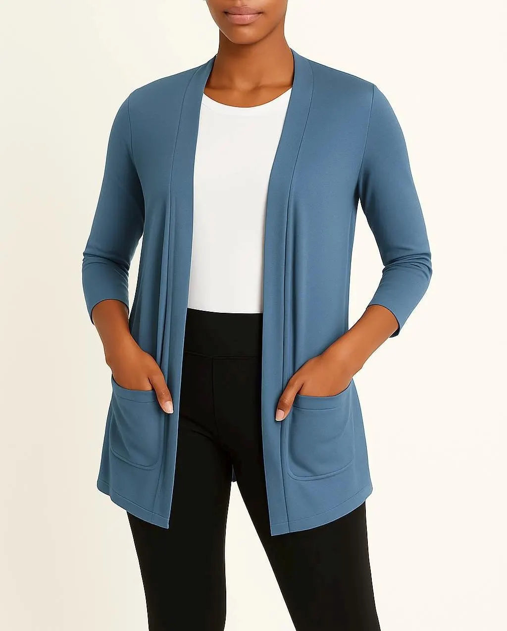 Open Front Cardigan: Handmade Rayon Blend Jacket with Pockets