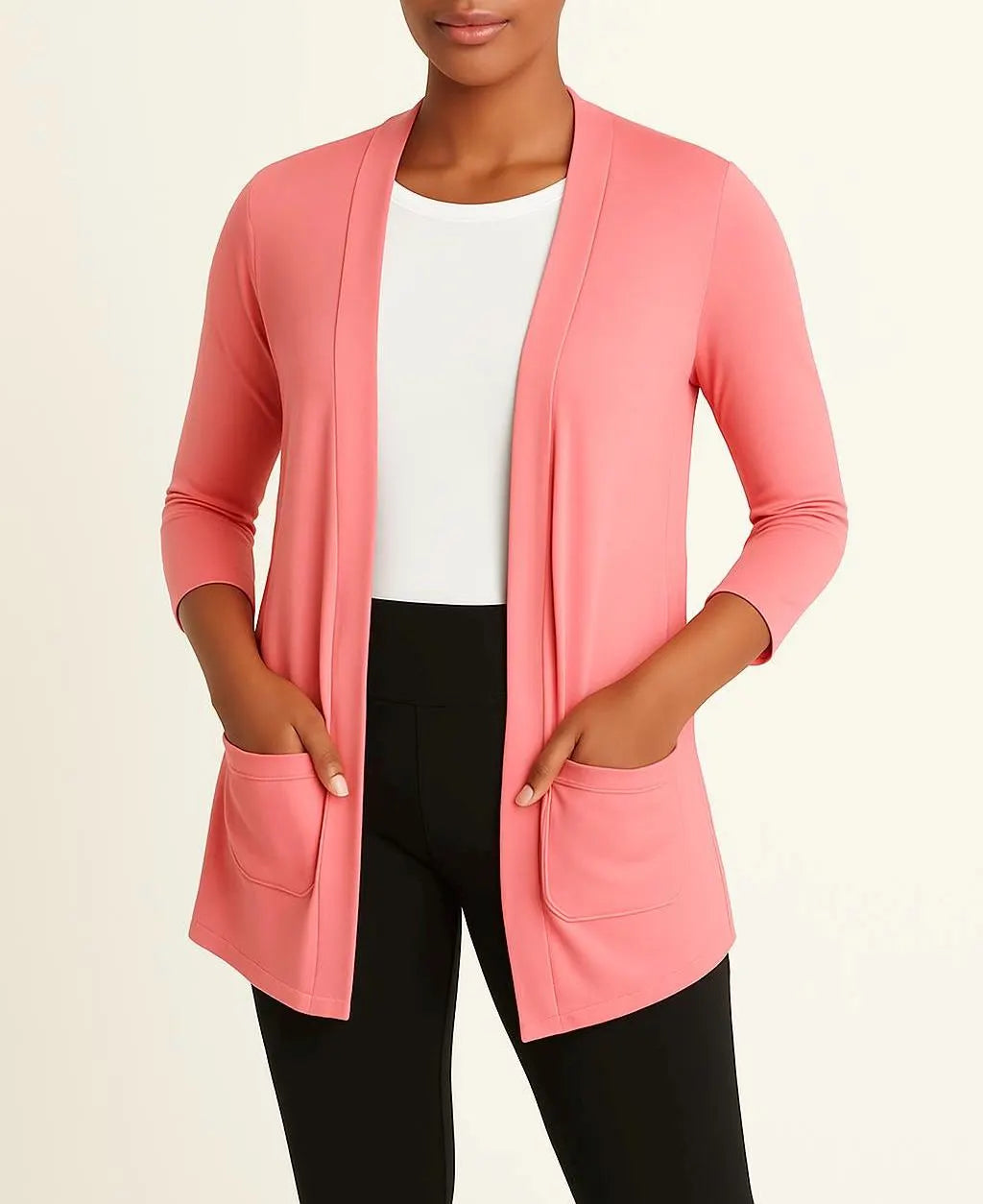 Open Front Cardigan: Handmade Rayon Blend Jacket with Pockets