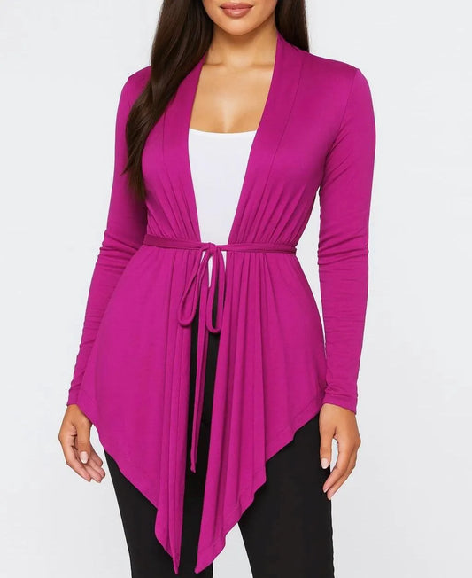 Asymmetrical Cardigan with Waist Belt - Handmade in USA