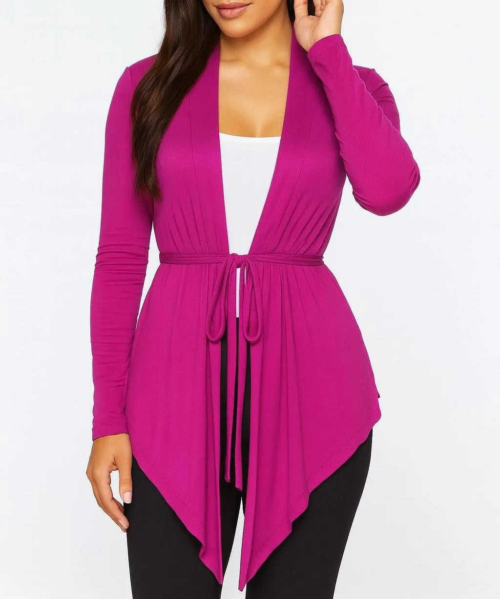 Asymmetrical Cardigan with Waist Belt - Handmade in USA