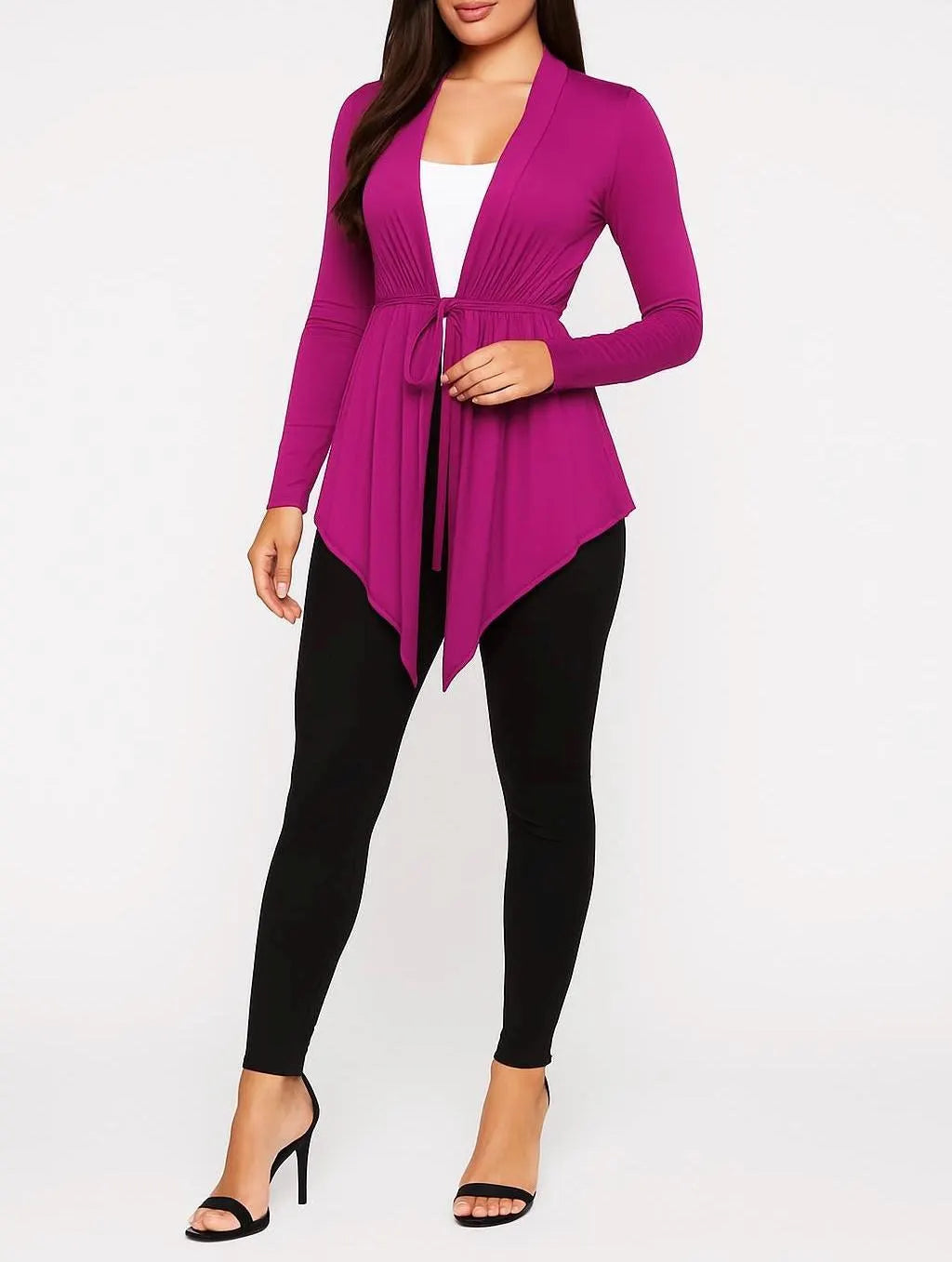 Asymmetrical Cardigan with Waist Belt - Handmade in USA