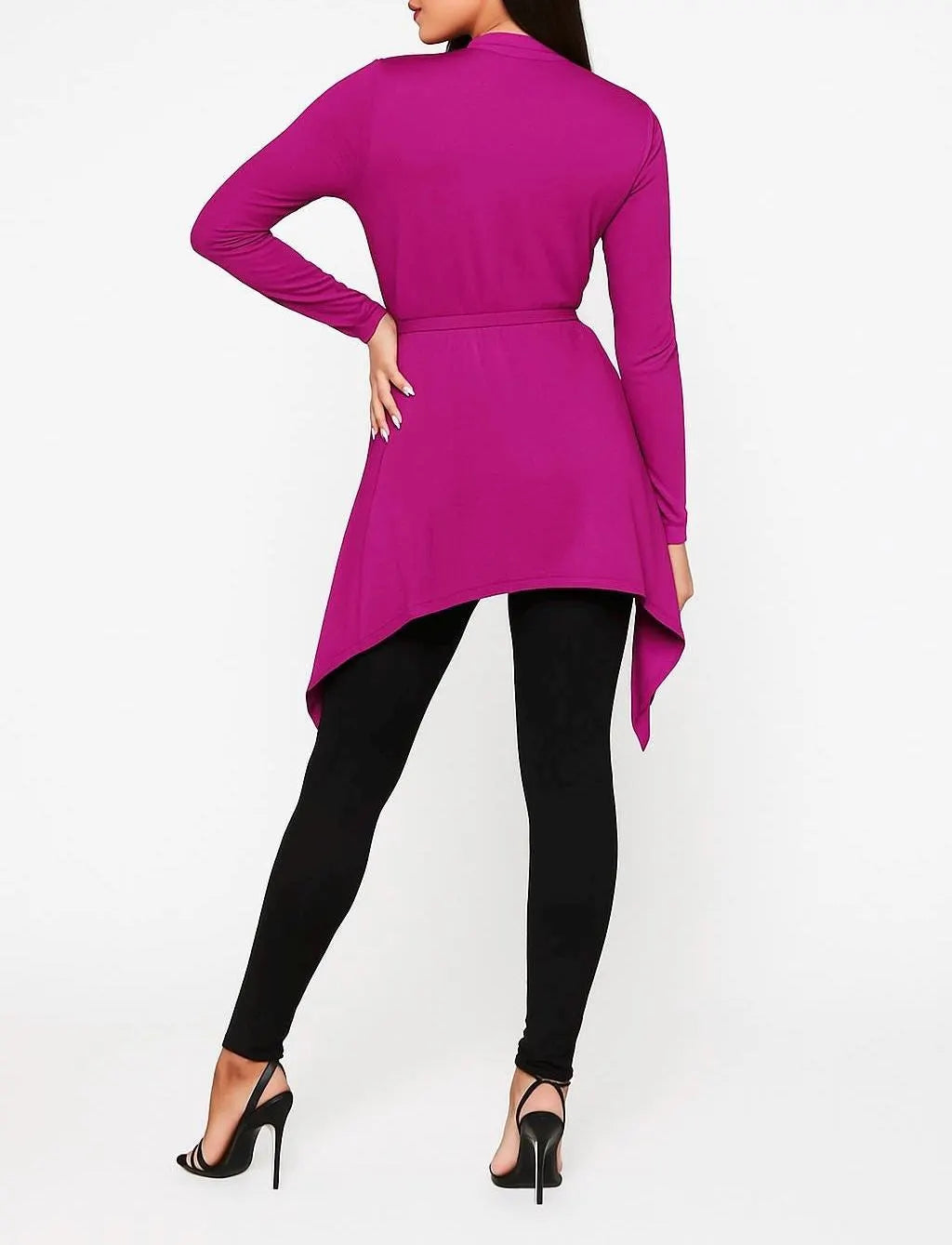 Asymmetrical Cardigan with Waist Belt - Handmade in USA