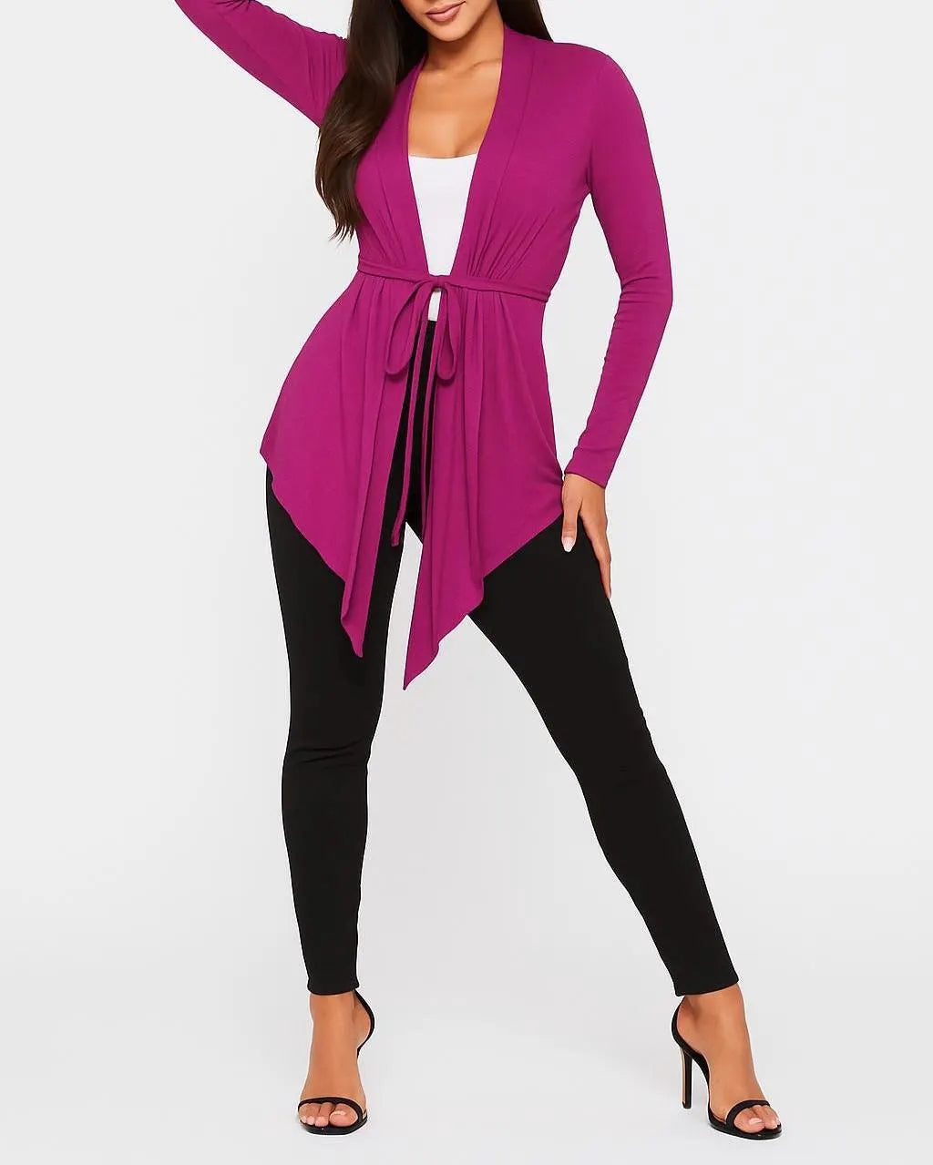 Asymmetrical Cardigan with Waist Belt - Handmade in USA