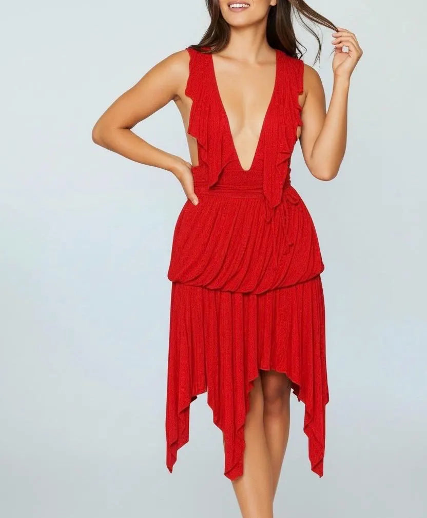 Amore Red Tiered Dress