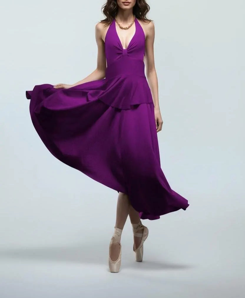 Halter Cinched Bust Midi Dress: Retro Fit & Flare, Handmade in USA