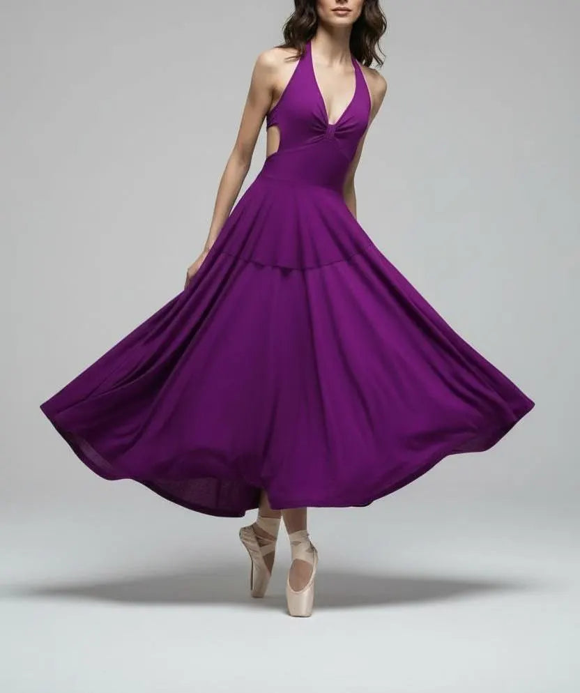 Halter Cinched Bust Midi Dress: Retro Fit & Flare, Handmade in USA