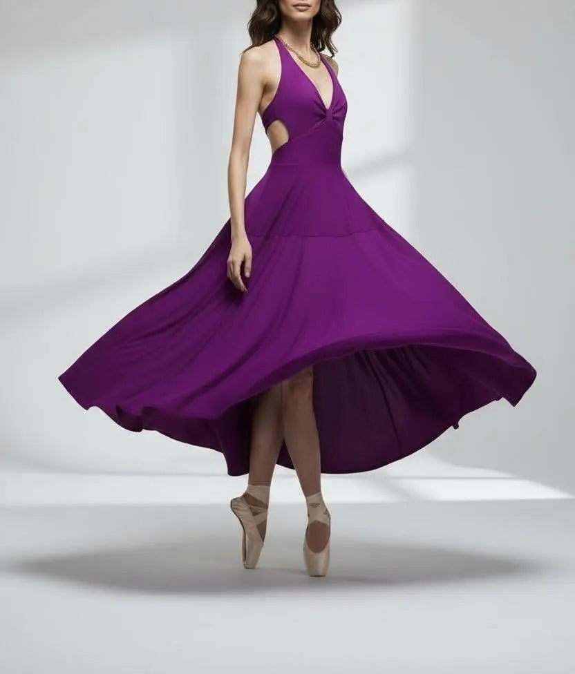 Halter Cinched Bust Midi Dress: Retro Fit & Flare, Handmade in USA