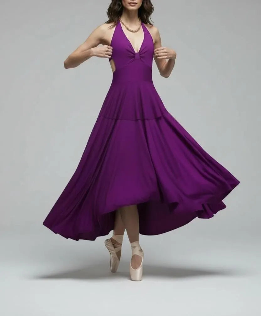 Halter Cinched Bust Midi Dress: Retro Fit & Flare, Handmade in USA