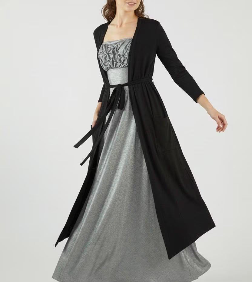 Belted Duster Cardigan: Jersey Spandex Long Sleeve Duster - Handmade USA