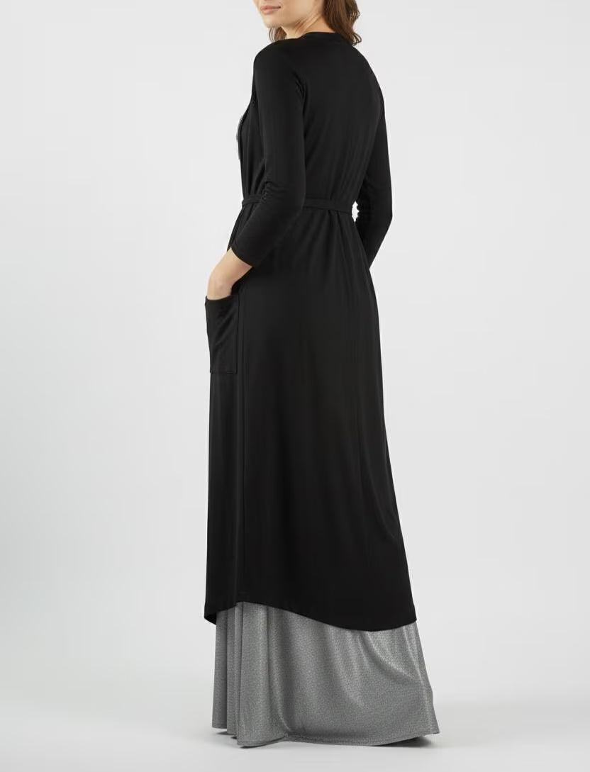 Belted Duster Cardigan: Jersey Spandex Long Sleeve Duster - Handmade USA