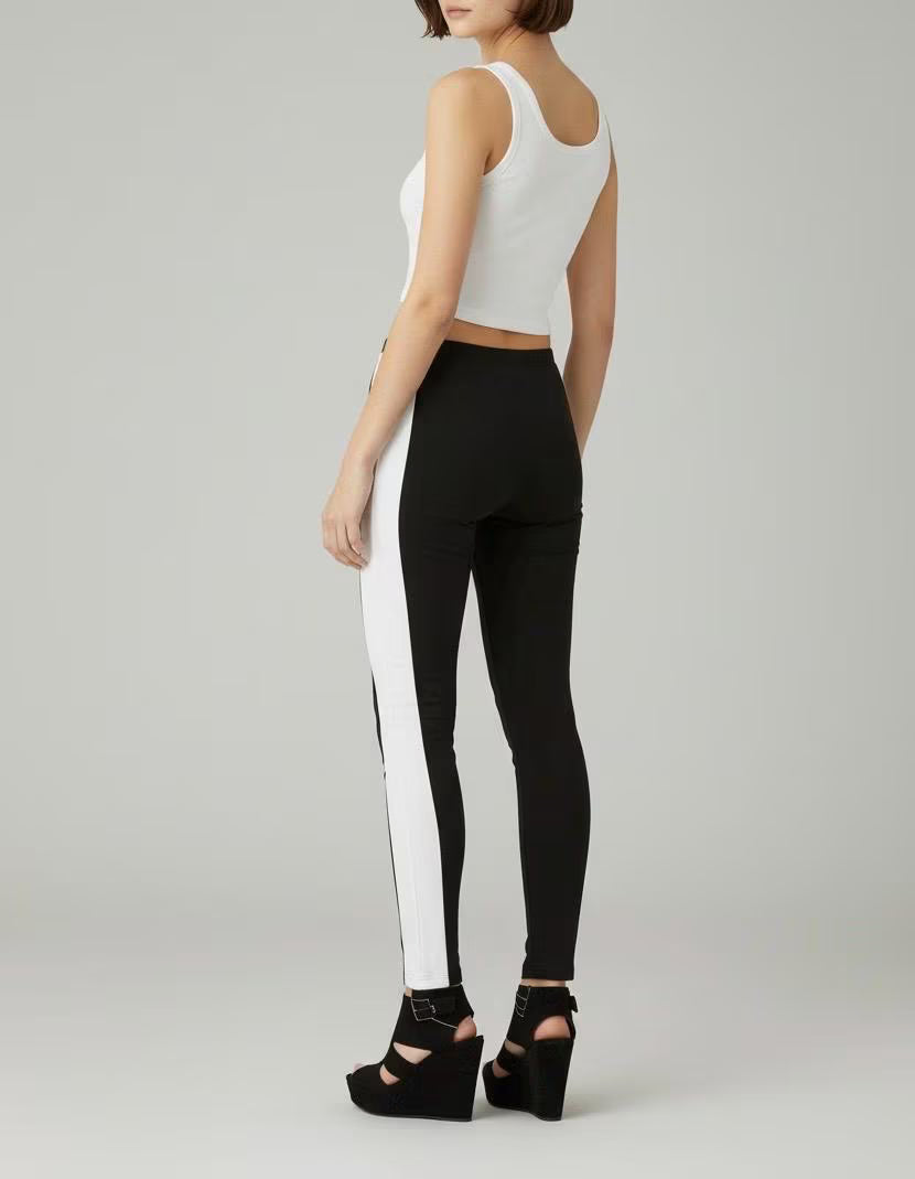Black and White Tuxedo Stripe Leggings - Made in USA