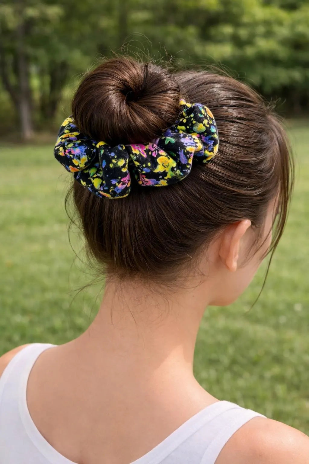 Art Splatter Scrunchie: Handmade Cotton Hair Tie