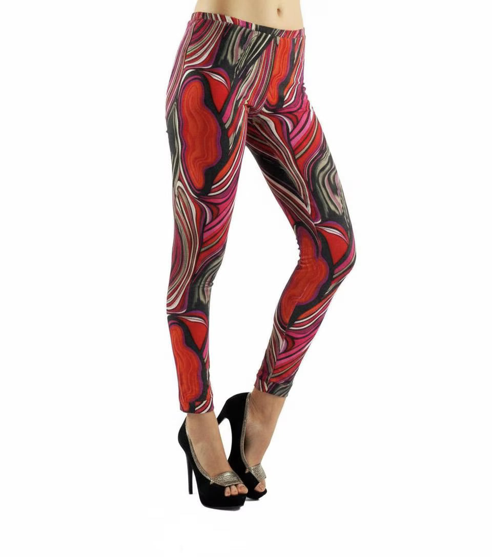 Psychedelic Abstract Print Leggings: Fashion Athletic Leisure Wear