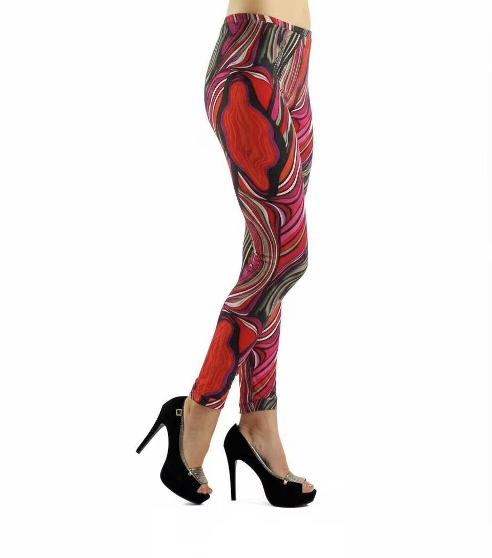 Psychedelic Abstract Print Leggings: Fashion Athletic Leisure Wear