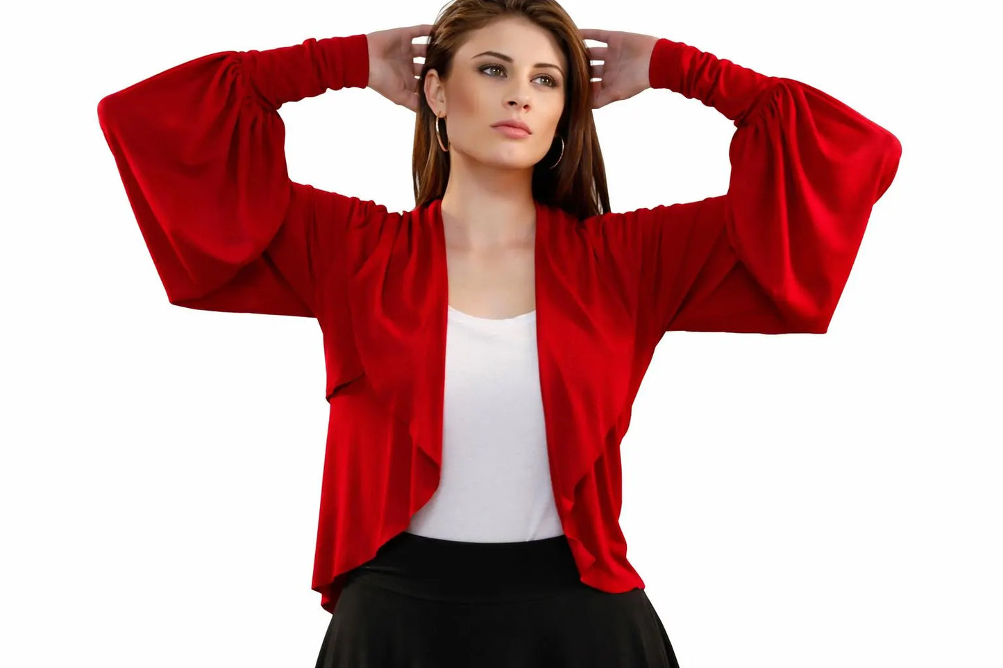 Ruffled Cropped Bolero Shrug: Exaggerated Sleeves, Handmade in USA