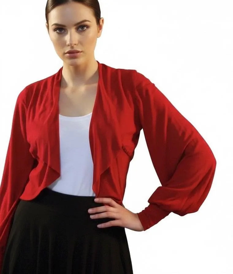 Ruffled Cropped Bolero Shrug: Exaggerated Sleeves, Handmade in USA