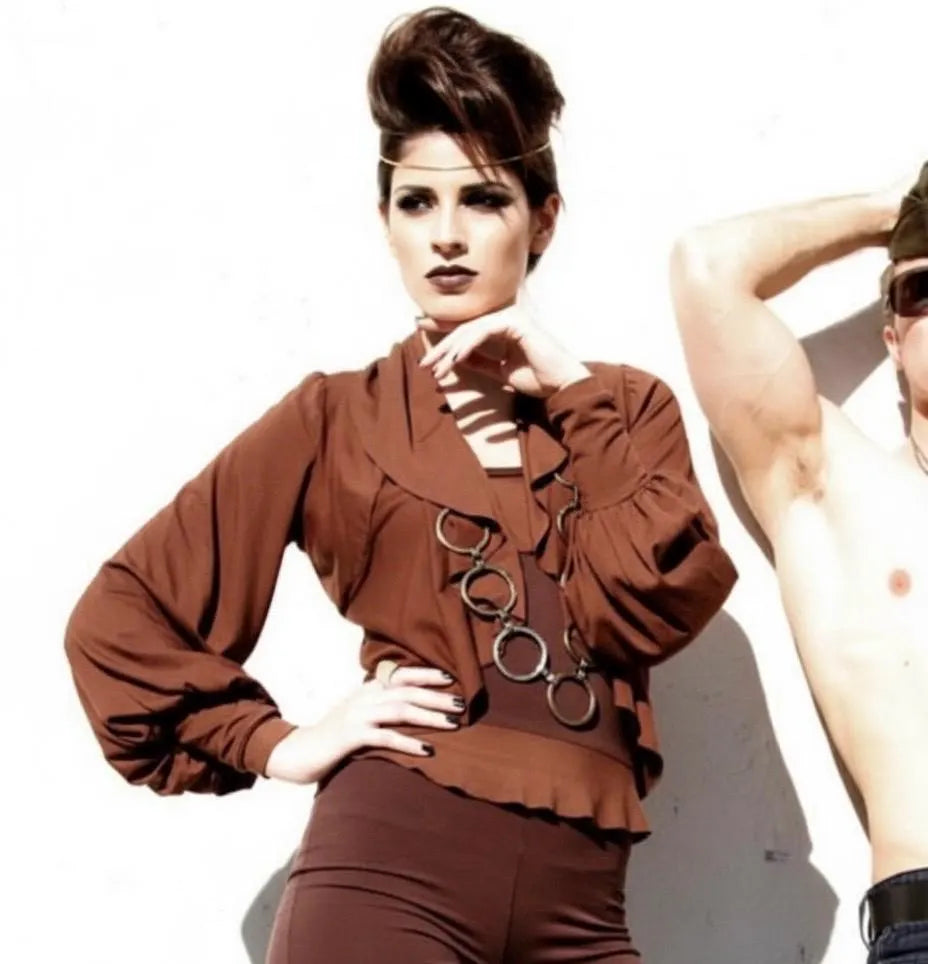 Ruffled Cropped Bolero Shrug: Exaggerated Sleeves, Handmade in USA