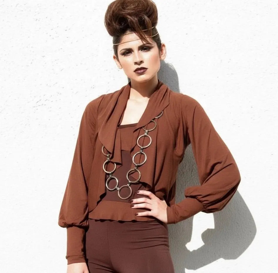 Ruffled Cropped Bolero Shrug: Exaggerated Sleeves, Handmade in USA