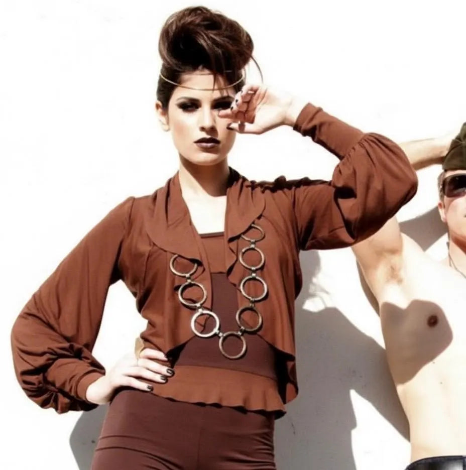 Ruffled Cropped Bolero Shrug: Exaggerated Sleeves, Handmade in USA