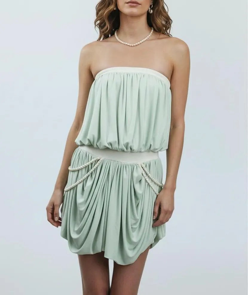 Gumdrop Dress – Strapless Bubble Mini Dress with Braided Chain Details
