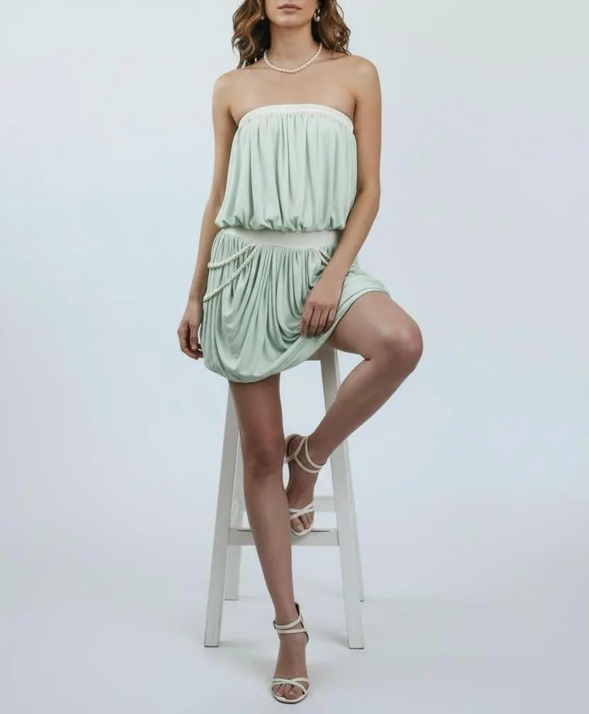 Gumdrop Dress – Strapless Bubble Mini Dress with Braided Chain Details