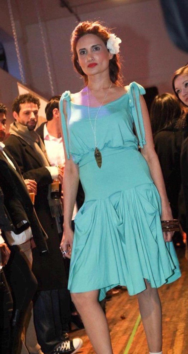 Water-Lily Dress – Draped Midi Dress with Tie Straps, Flowing Asymmetrical Skirt