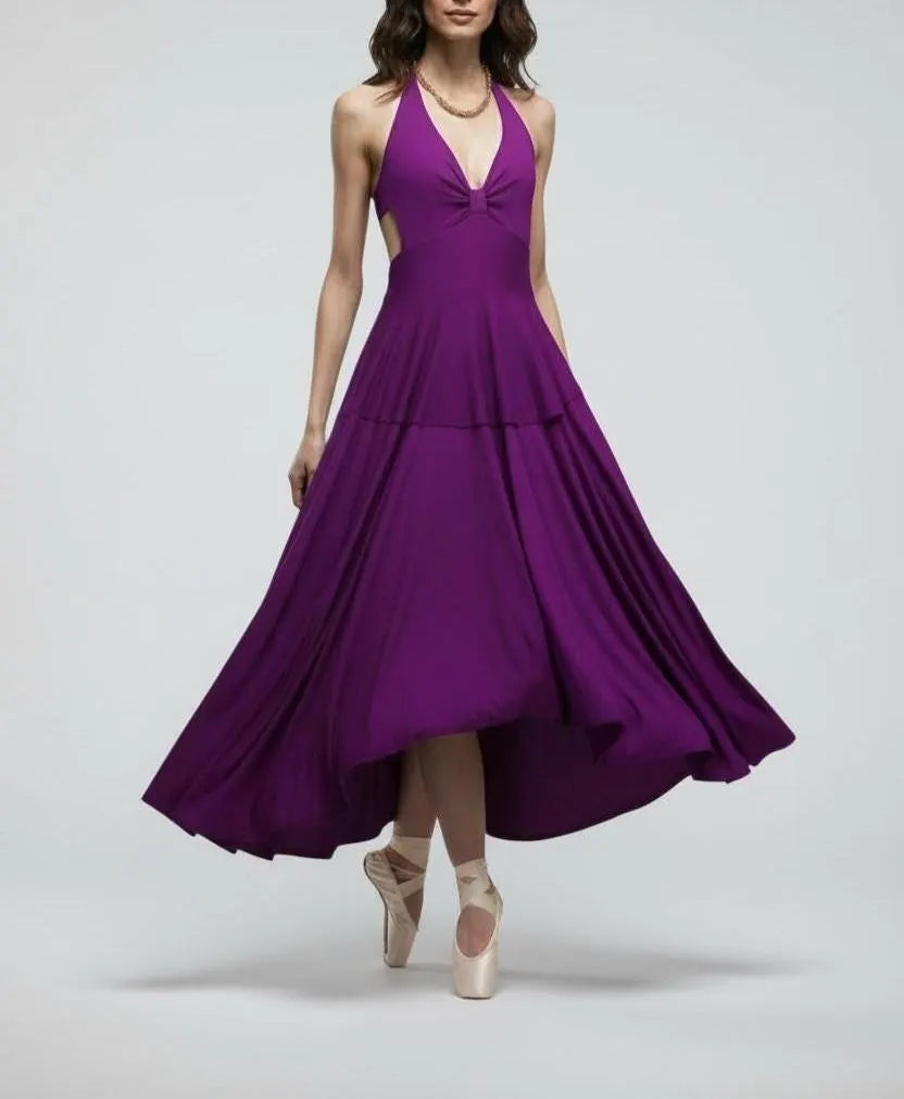 Halter Cinched Bust Midi Dress: Retro Fit & Flare, Handmade in USA