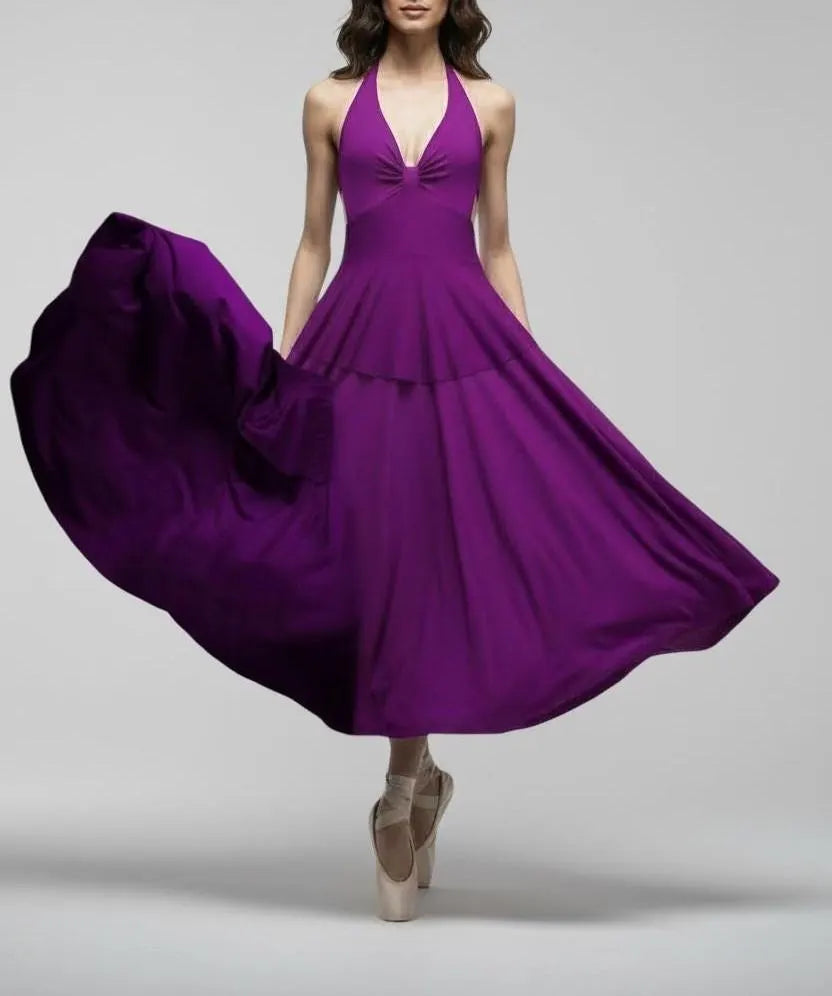 Halter Cinched Bust Midi Dress: Retro Fit & Flare, Handmade in USA