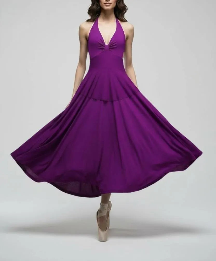 Halter Cinched Bust Midi Dress: Retro Fit & Flare, Handmade in USA