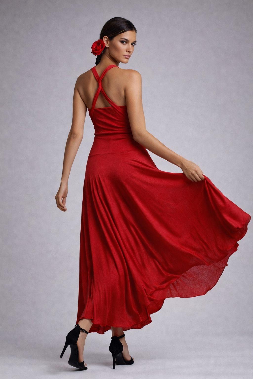 Twisted Bust Red Maxi Dress: Multi-Way USA Made Gown