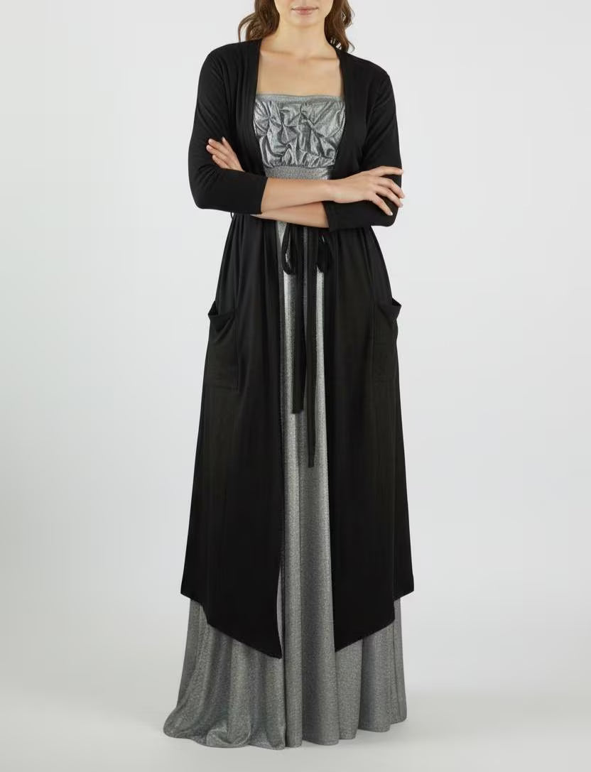 Belted Duster Cardigan: Jersey Spandex Long Sleeve Duster - Handmade USA