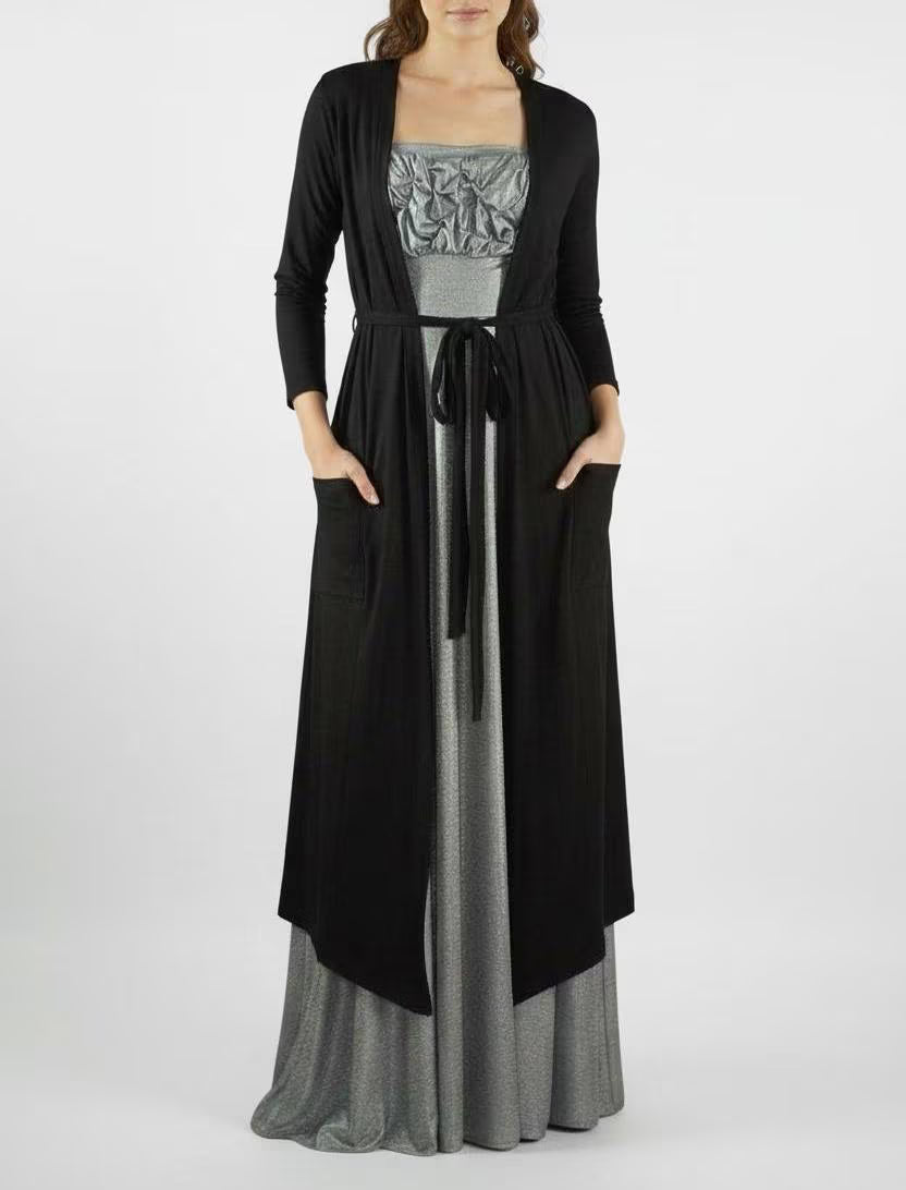 Belted Duster Cardigan: Jersey Spandex Long Sleeve Duster - Handmade USA