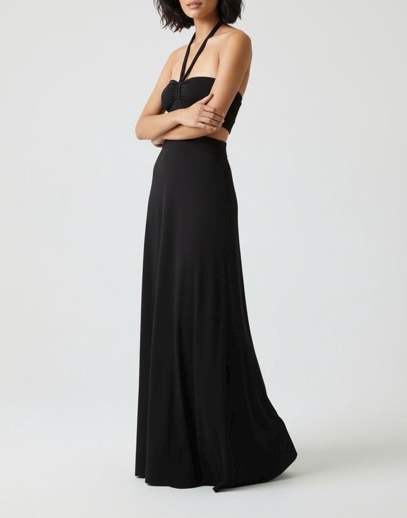 Halter Black Maxi Dress with Cut Outs - Handmade